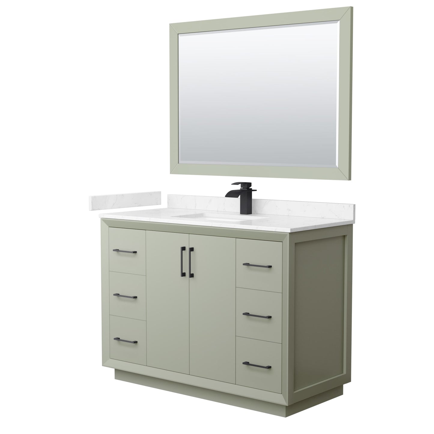 Strada Bathroom Vanity with Countertop 48 inch Single Sink Single hole Faucet Setup