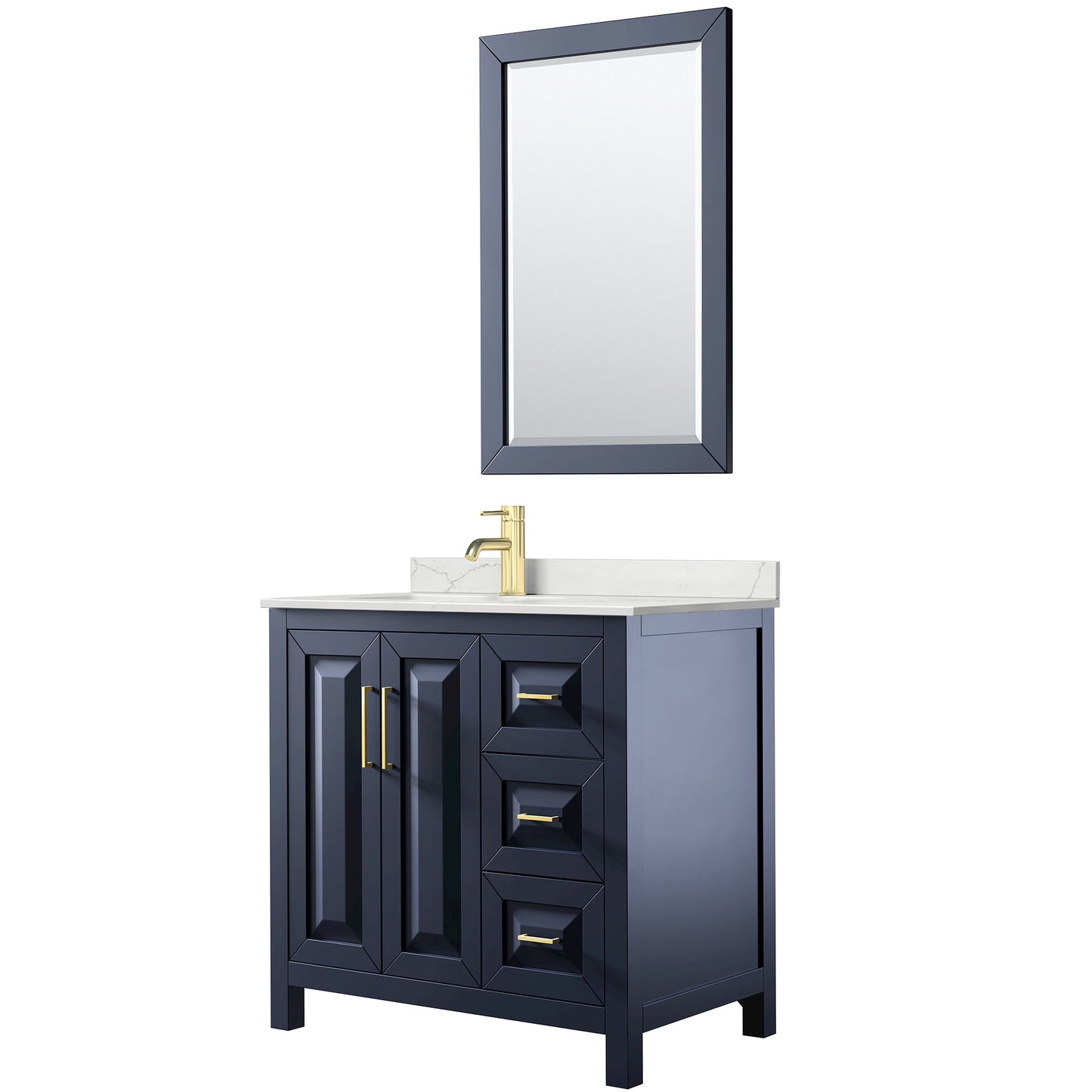 Daria Bathroom Vanity with Countertop 36 inch Single Sink Single hole Faucet Setup
