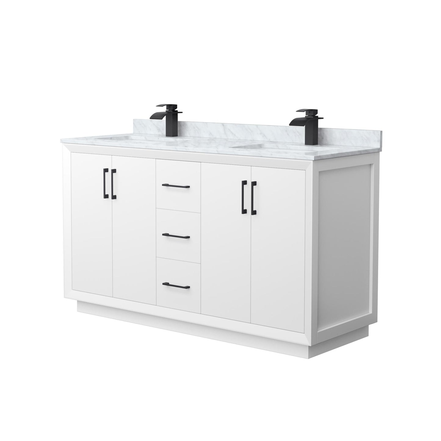 Strada Bathroom Vanity with Countertop 60 inch Double Sink Single hole Faucet Setup