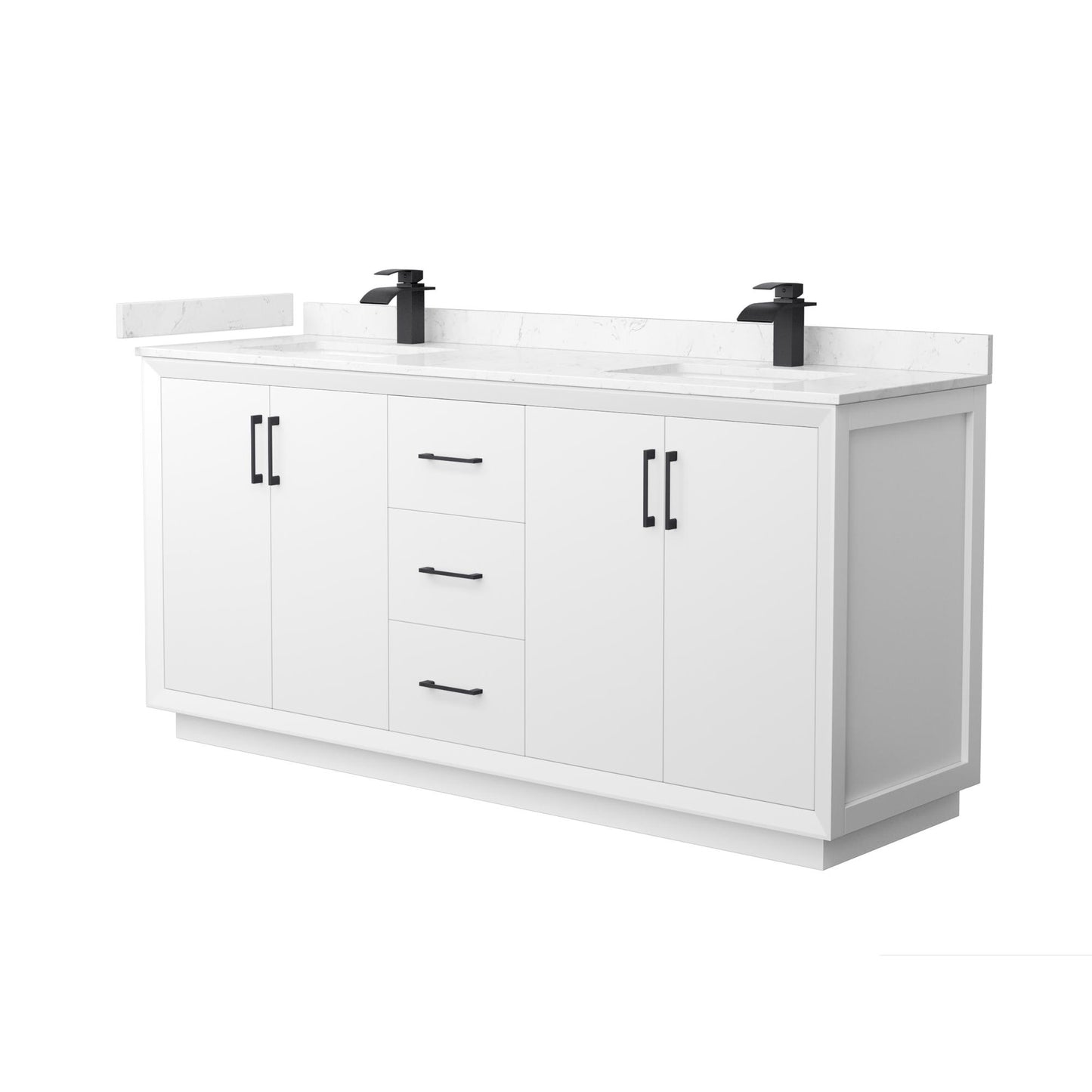 Strada Bathroom Vanity with Countertop 72 inch Double Sink Single hole Faucet Setup