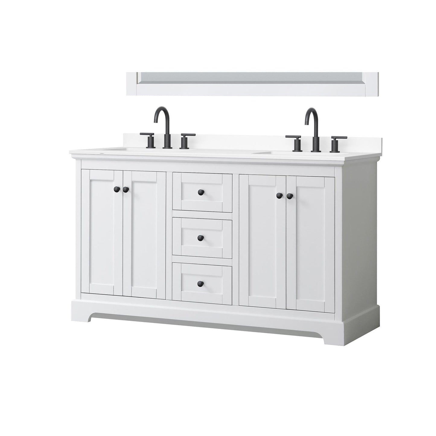 Avery Bathroom Vanity with Countertop 60 inch Double Sink 3-hole Faucet Setup