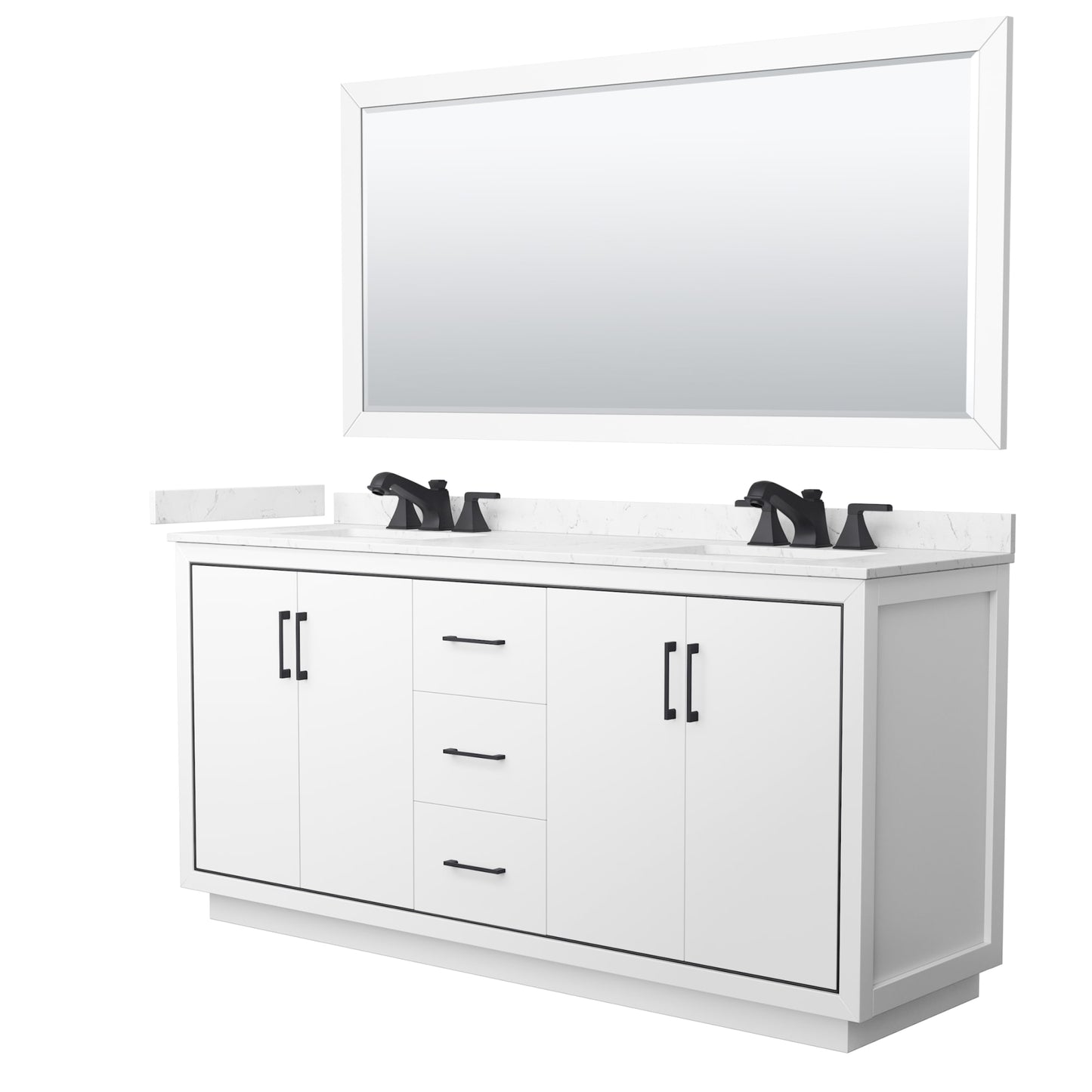 Icon Bathroom Vanity with Countertop 72 inch Double Sink 3-hole Faucet Setup