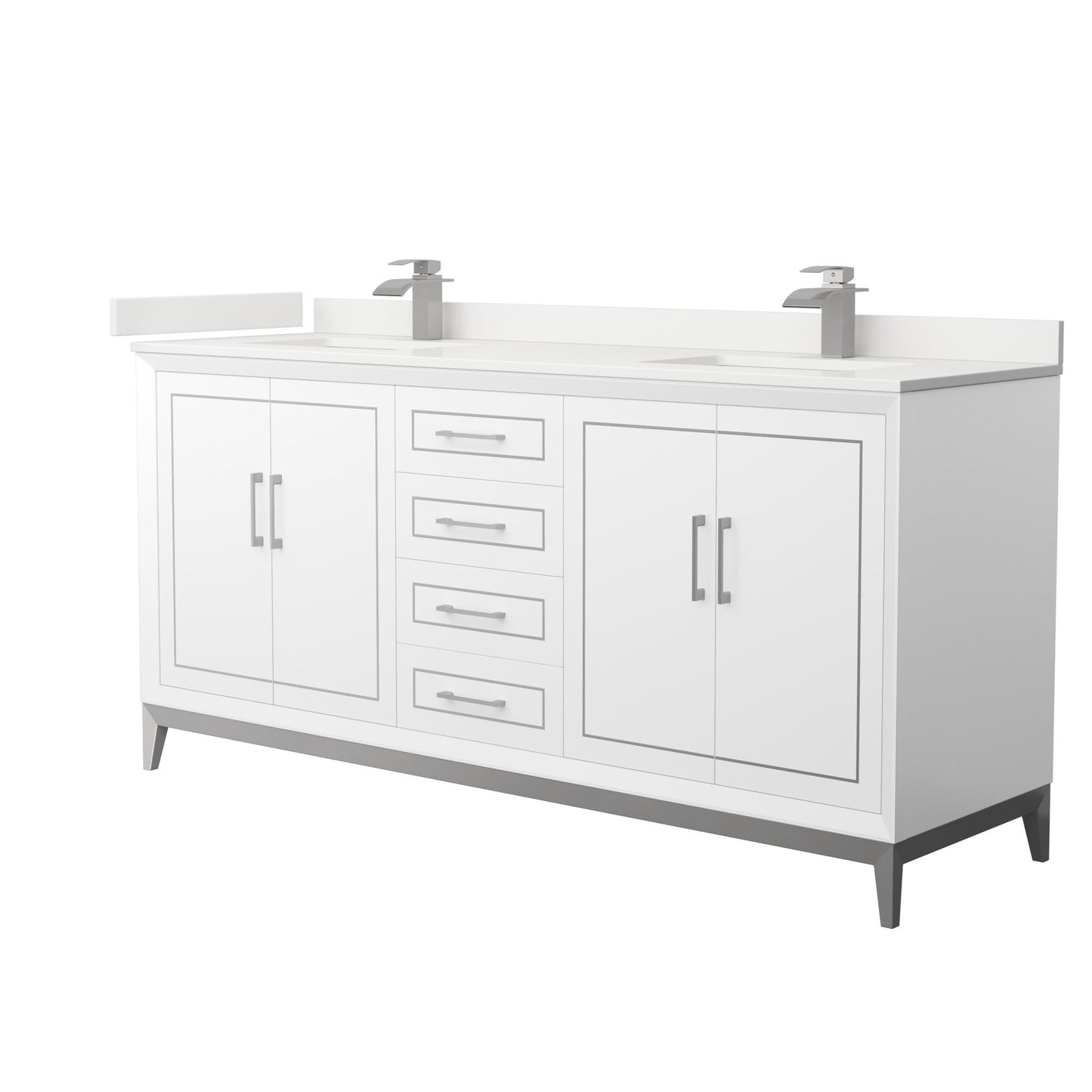 Marlena Bathroom Vanity with Countertop 72 inch Double Sink Single hole Faucet Setup