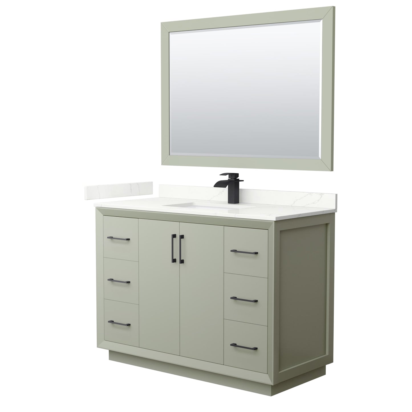 Strada Bathroom Vanity with Countertop 48 inch Single Sink Single hole Faucet Setup