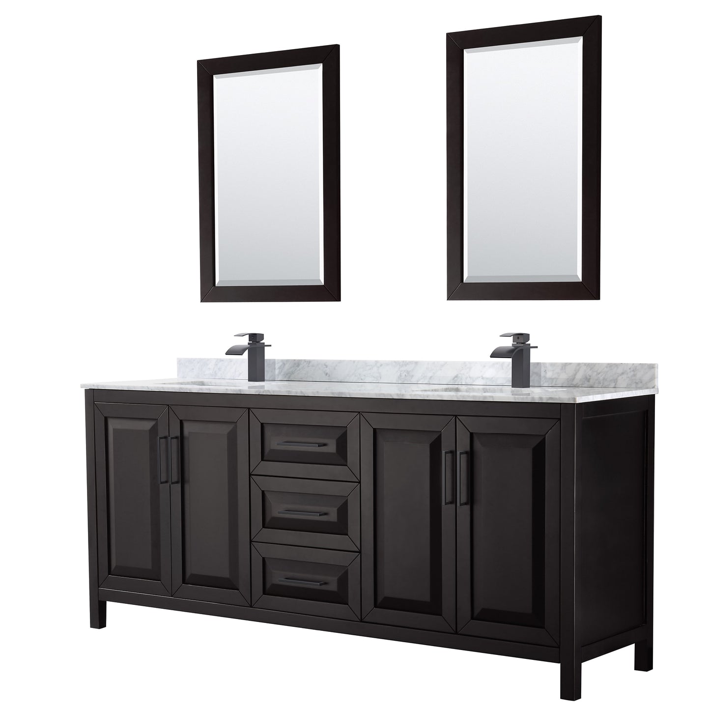 Daria Bathroom Vanity with Countertop 80 inch Double Sink Single hole Faucet Setup