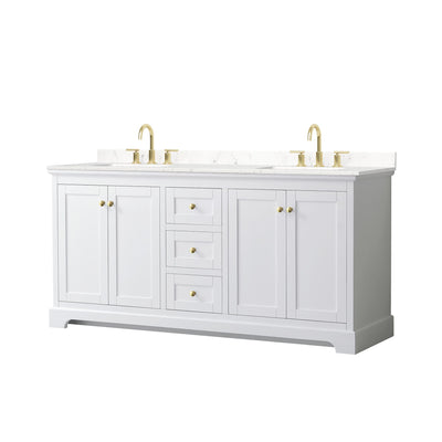 Avery Bathroom Vanity with Countertop 72 inch Double Sink 3-hole Faucet Setup