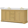 Custom image for Honey Oak with Brushed Gold Trim / White Quartz / No Mirror
