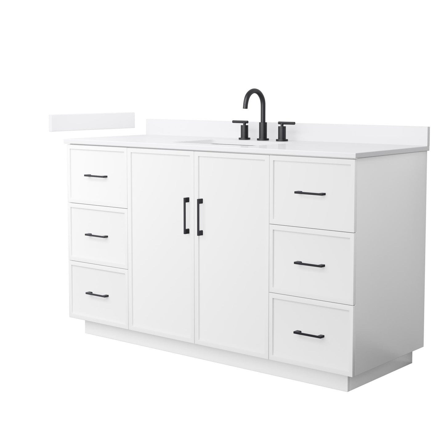 Elan TK Bathroom Vanity with Countertop 60 inch Single Sink 3-hole Faucet Setup
