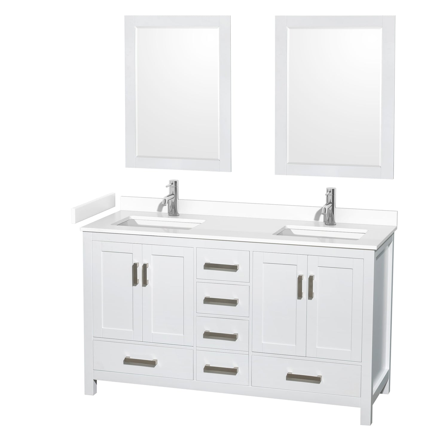 Sheffield Bathroom Vanity with Countertop 60 inch Double Sink Single hole Faucet Setup