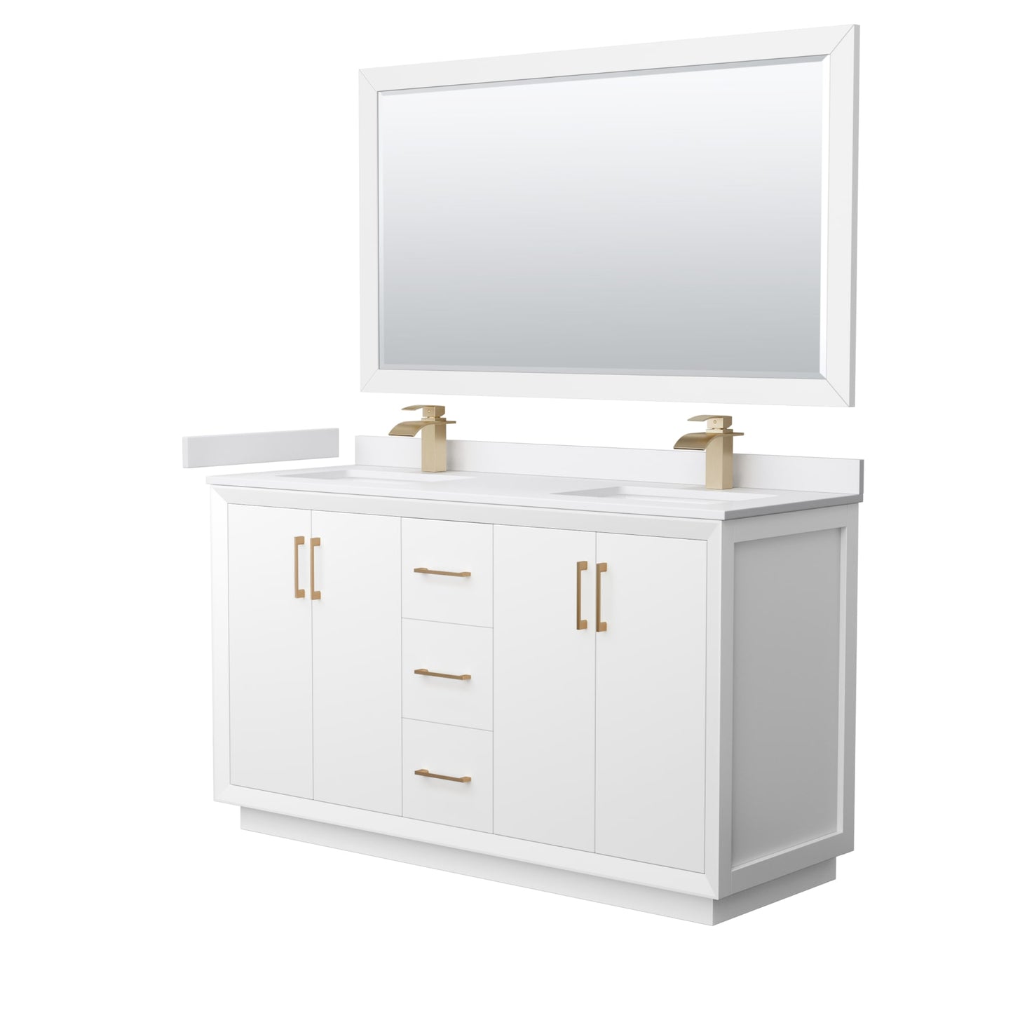 Strada Bathroom Vanity with Countertop 60 inch Double Sink Single hole Faucet Setup