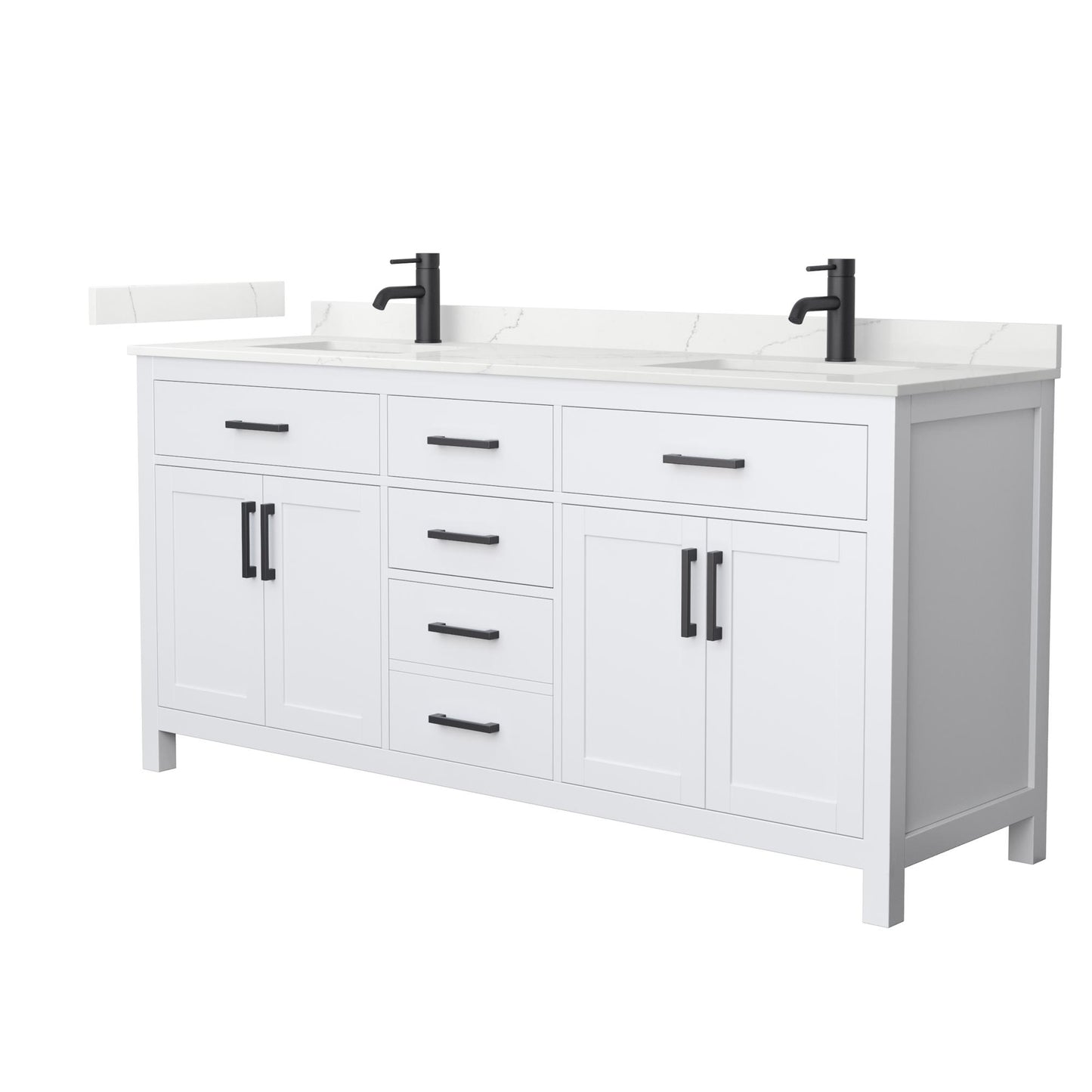 Beckett Bathroom Vanity with Countertop 72 inch Double Sink Single hole Faucet Setup