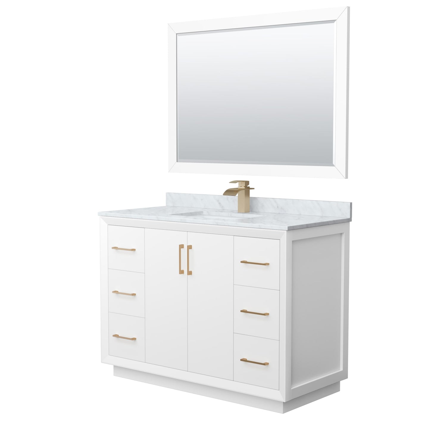 Strada Bathroom Vanity with Countertop 48 inch Single Sink Single hole Faucet Setup