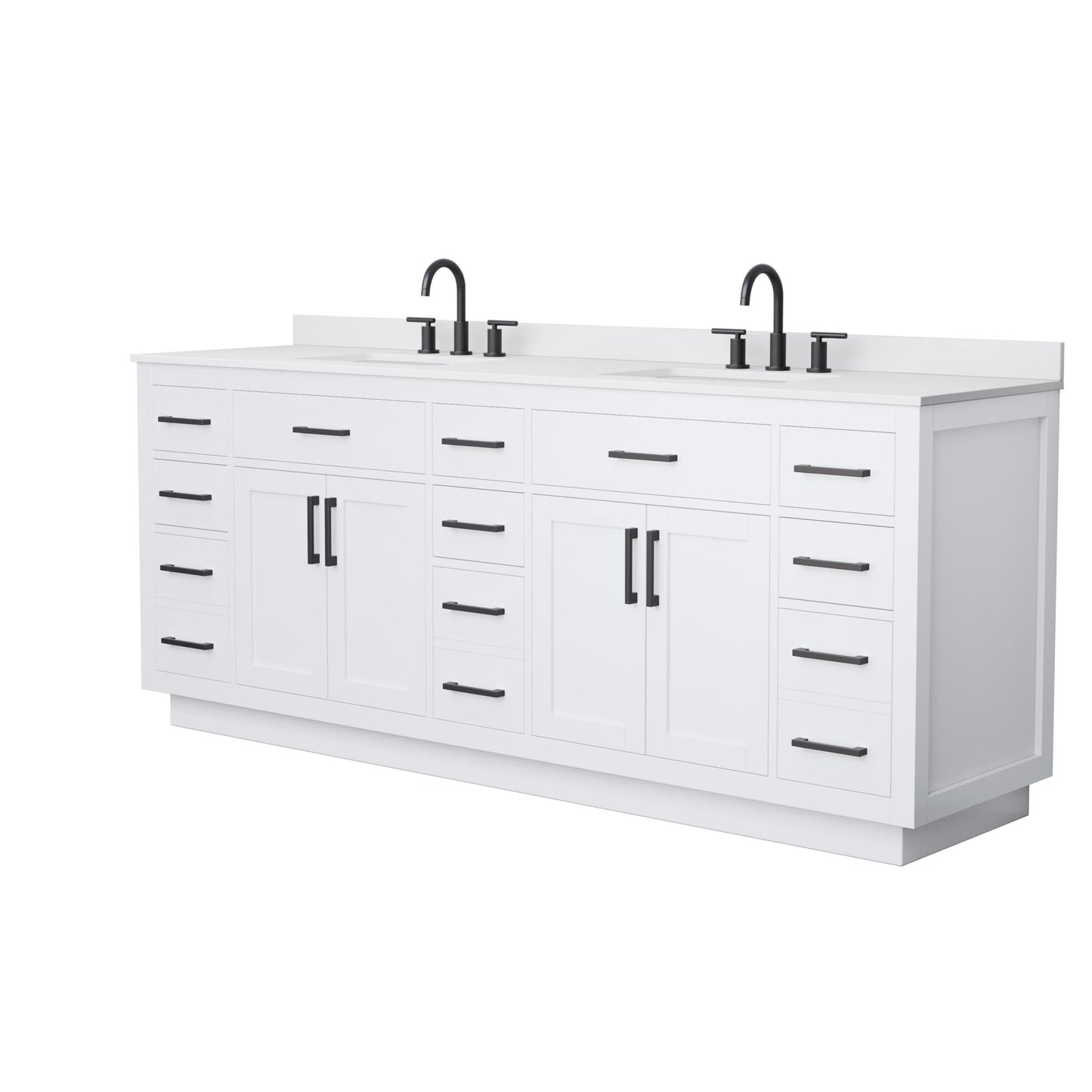 Beckett TK Bathroom Vanity with Countertop 84 inch Double Sink 3-hole Faucet Setup