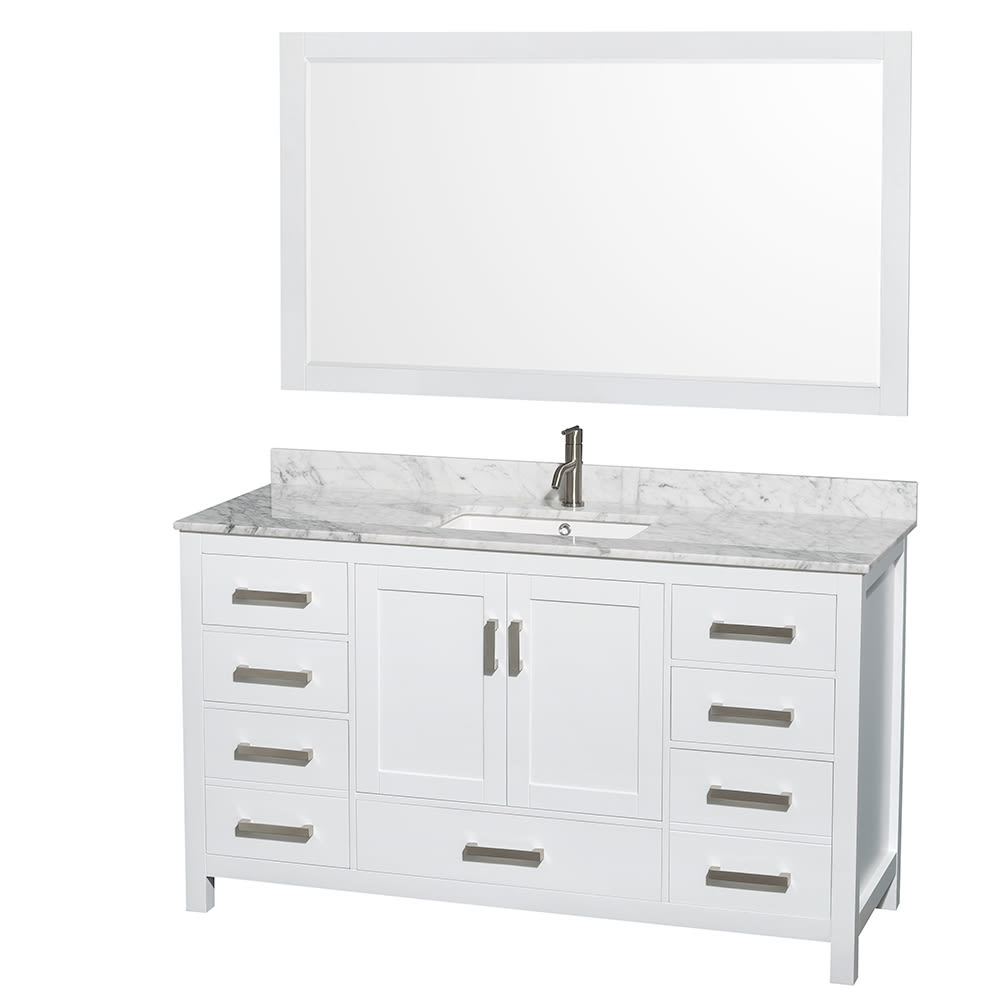 Sheffield Bathroom Vanity with Countertop 60 inch Single Sink Single hole Faucet Setup
