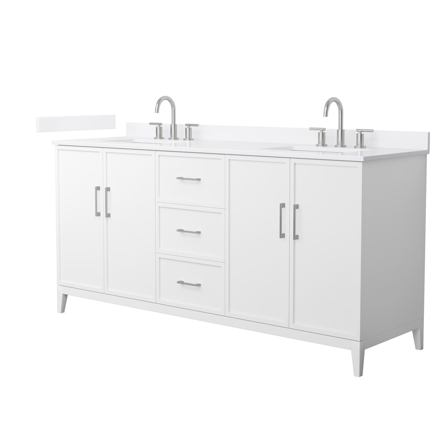 Elan Bathroom Vanity with Countertop 72 inch Double Sink 3-hole Faucet Setup