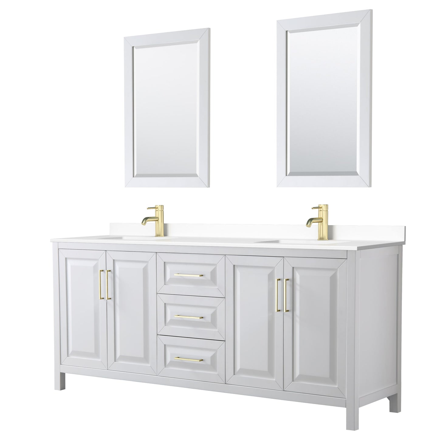 Daria Bathroom Vanity with Countertop 80 inch Double Sink Single hole Faucet Setup
