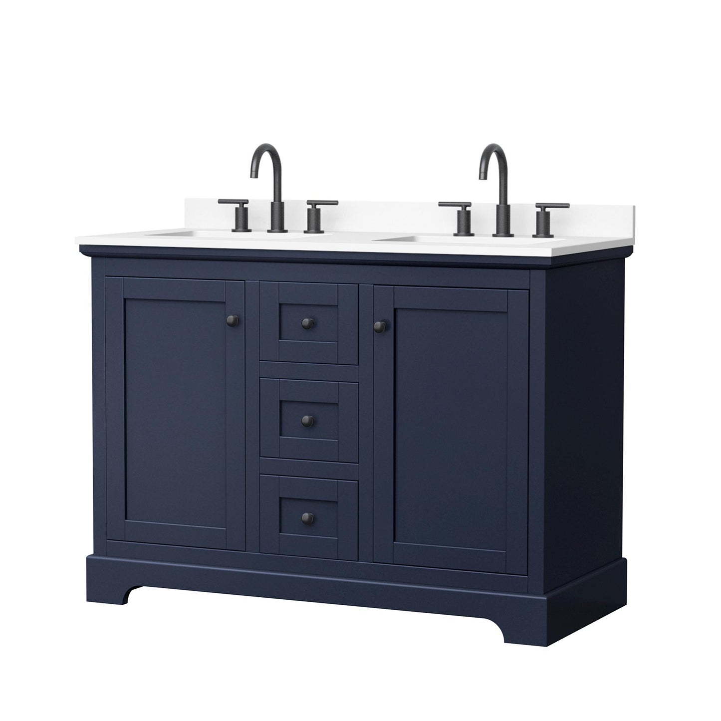 Avery Bathroom Vanity with Countertop 48 inch Double Sink 3-hole Faucet Setup