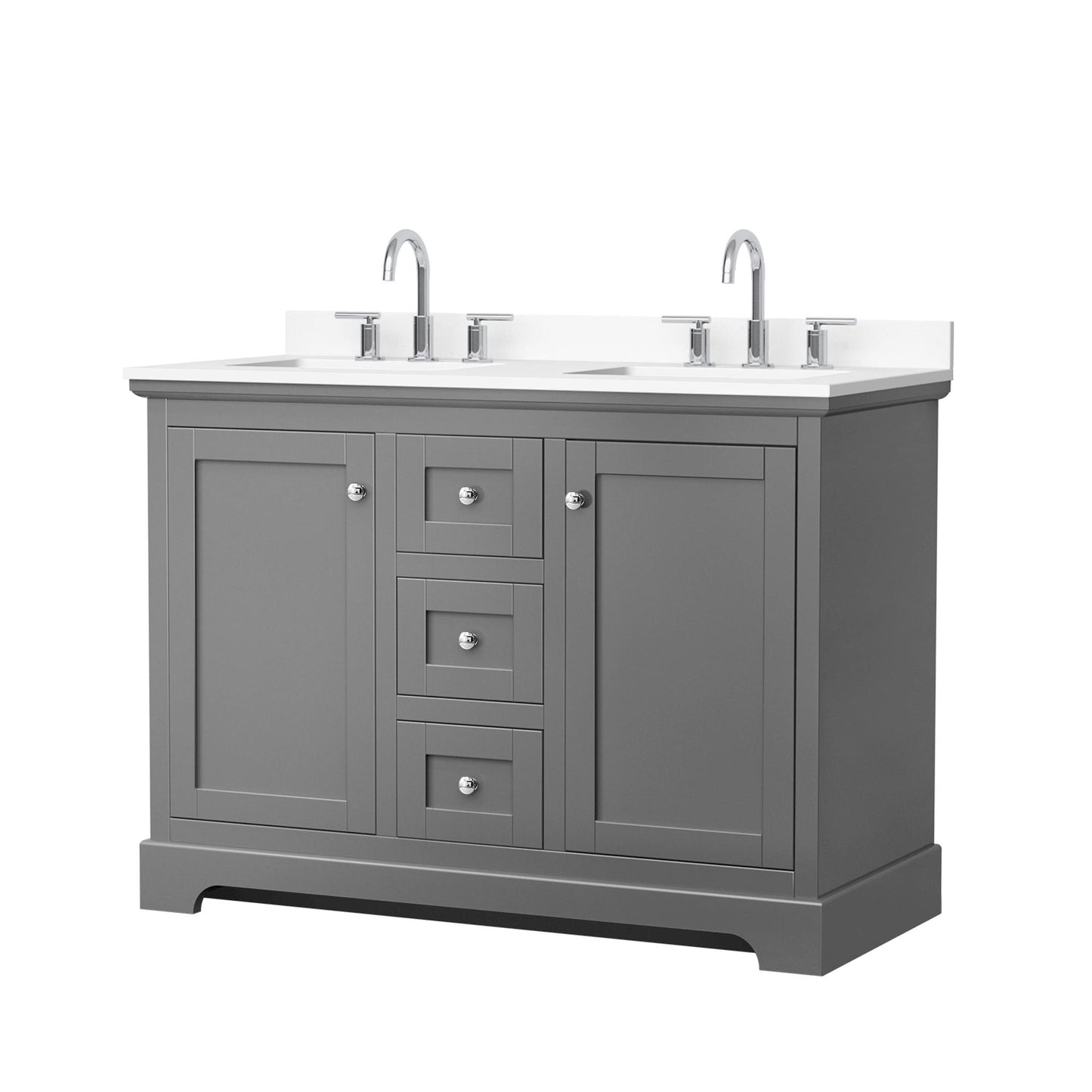 Avery Bathroom Vanity with Countertop 48 inch Double Sink 3-hole Faucet Setup