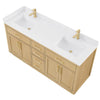 Custom image for Rift Oak with Brushed Gold Trim / White Cultured Marble / No Mirror