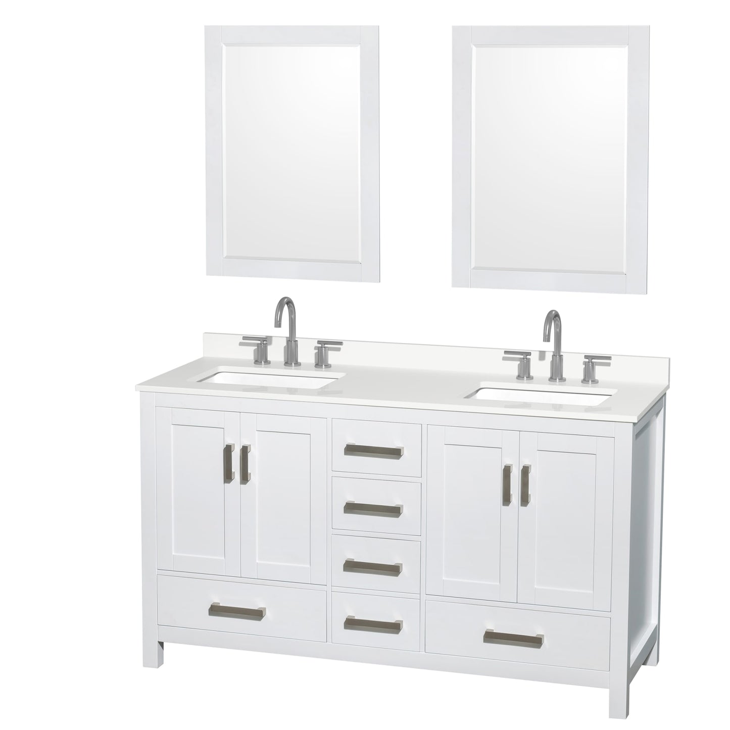 Sheffield Bathroom Vanity with Countertop 60 inch Double Sink 3-hole Faucet Setup