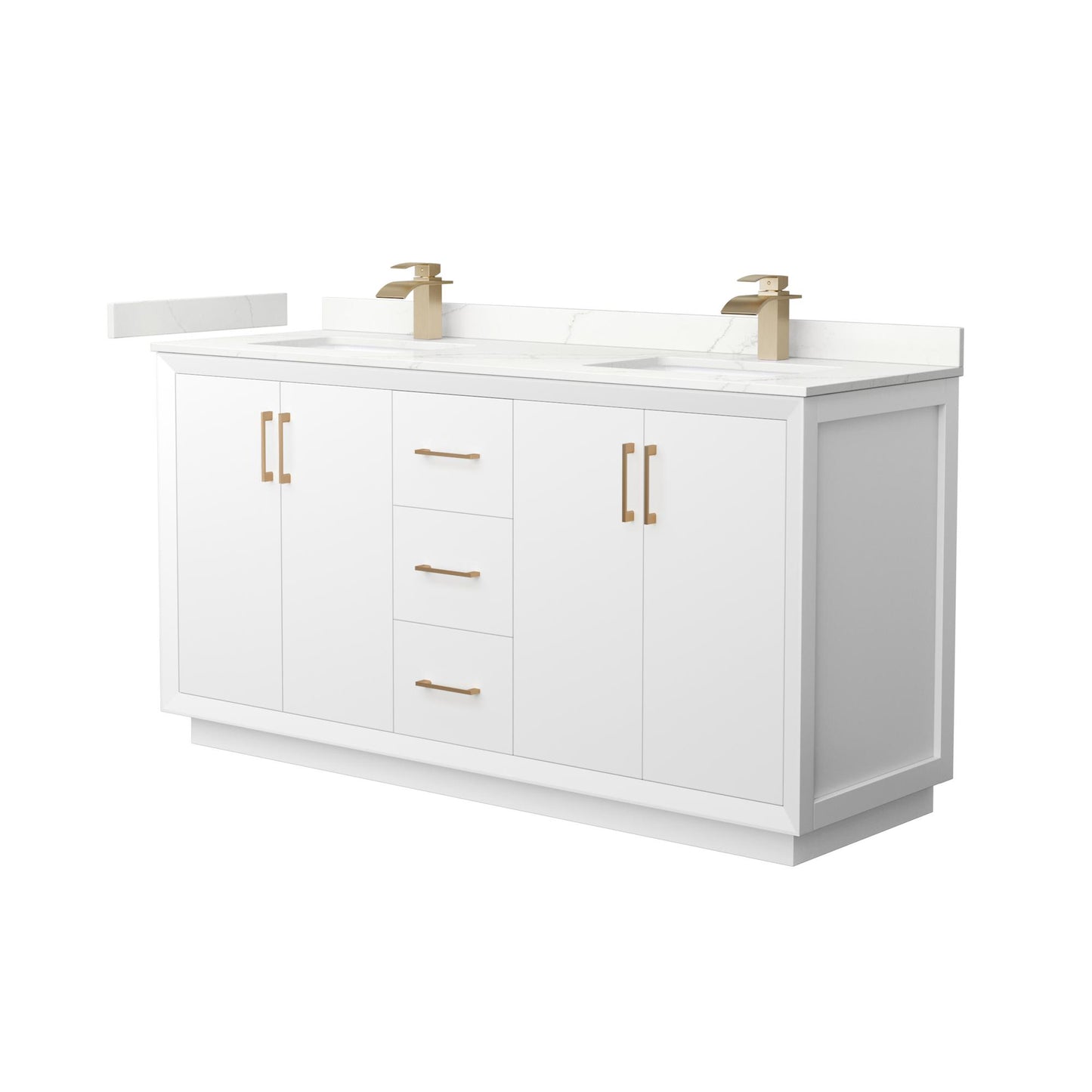 Strada Bathroom Vanity with Countertop 66 inch Double Sink Single hole Faucet Setup