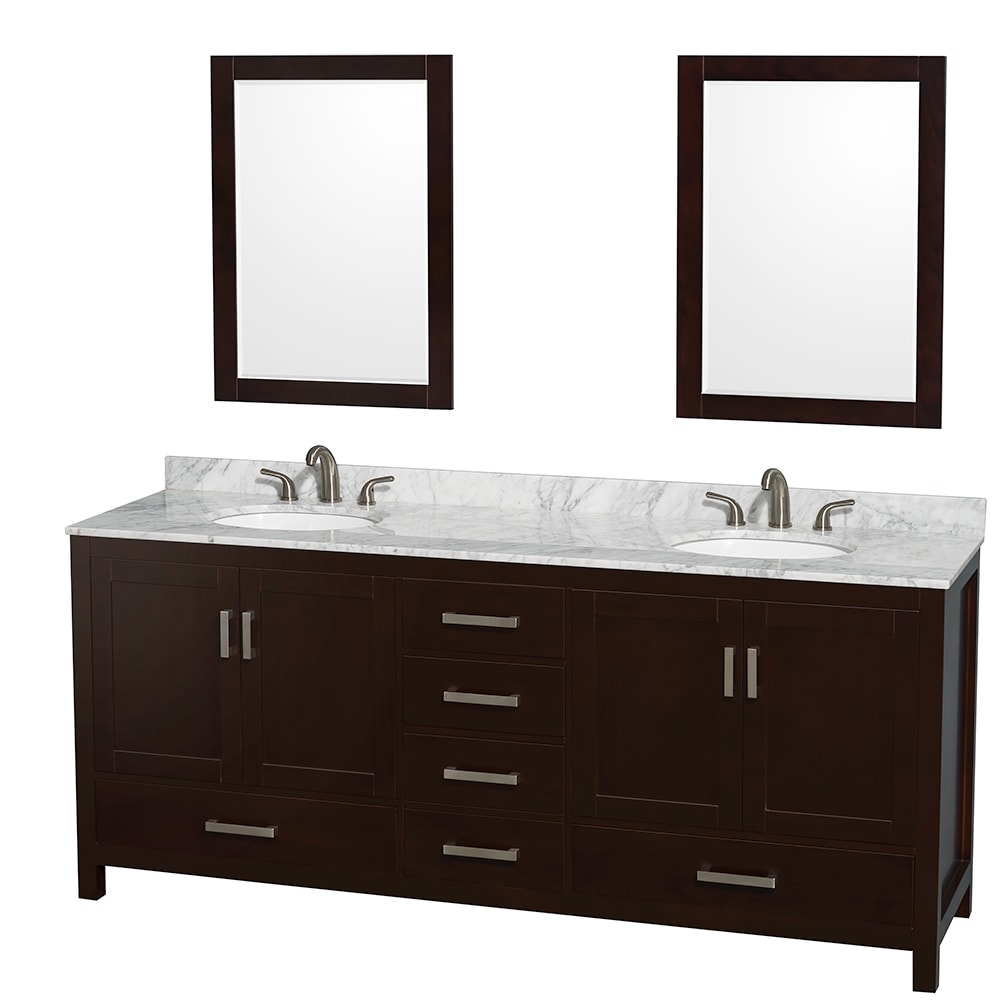 Sheffield Bathroom Vanity with Countertop 80 inch Double Sink 3-hole Faucet Setup