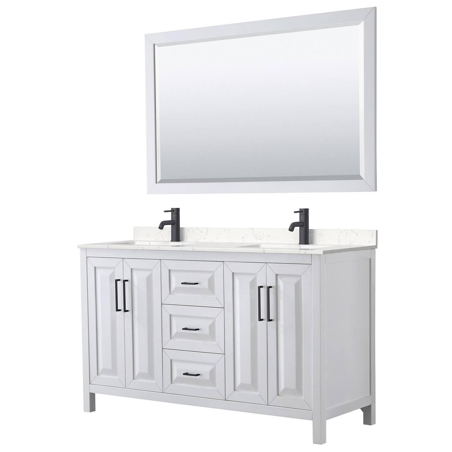 Daria Bathroom Vanity with Countertop 60 inch Double Sink Single hole Faucet Setup