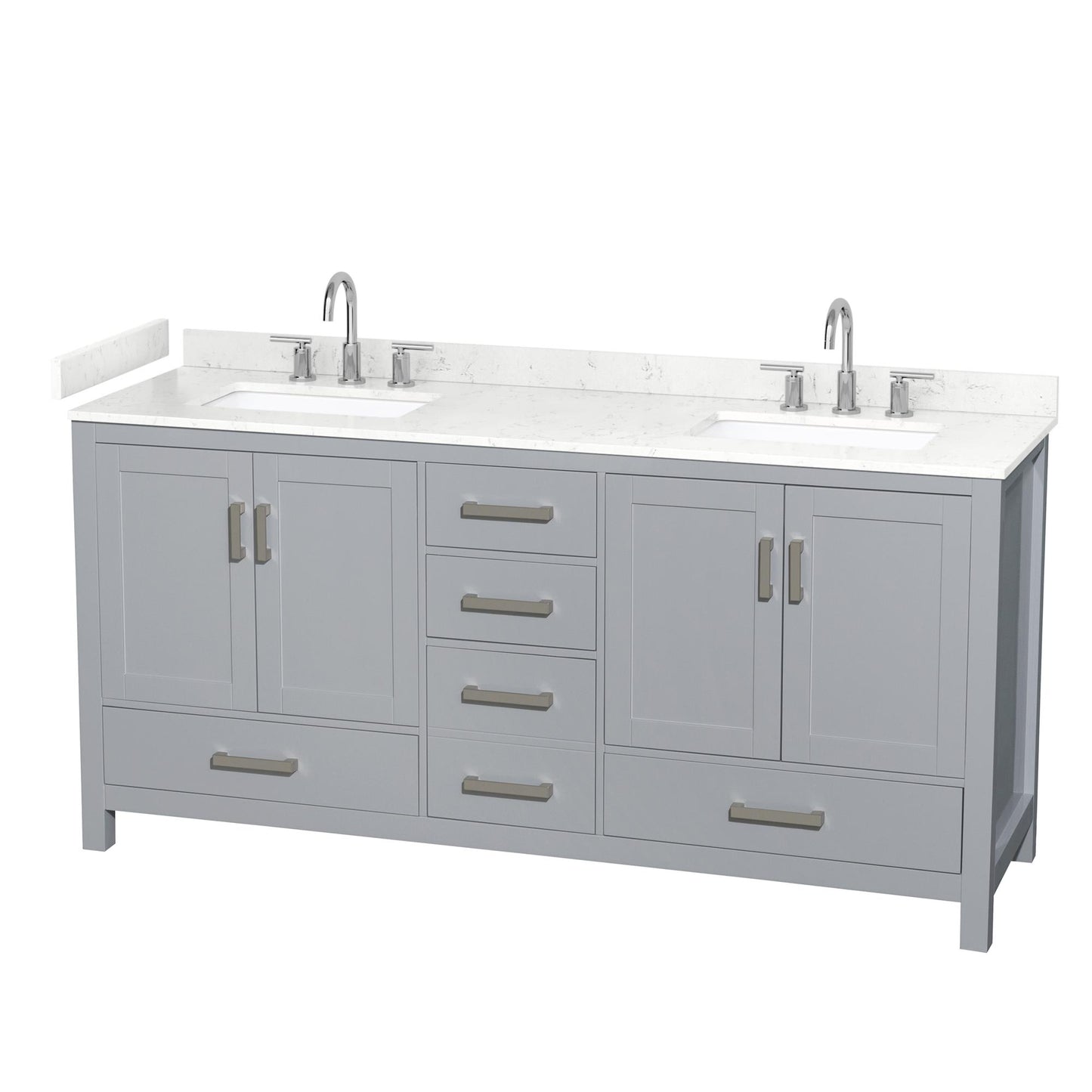Sheffield Bathroom Vanity with Countertop 72 inch Double Sink 3-hole Faucet Setup