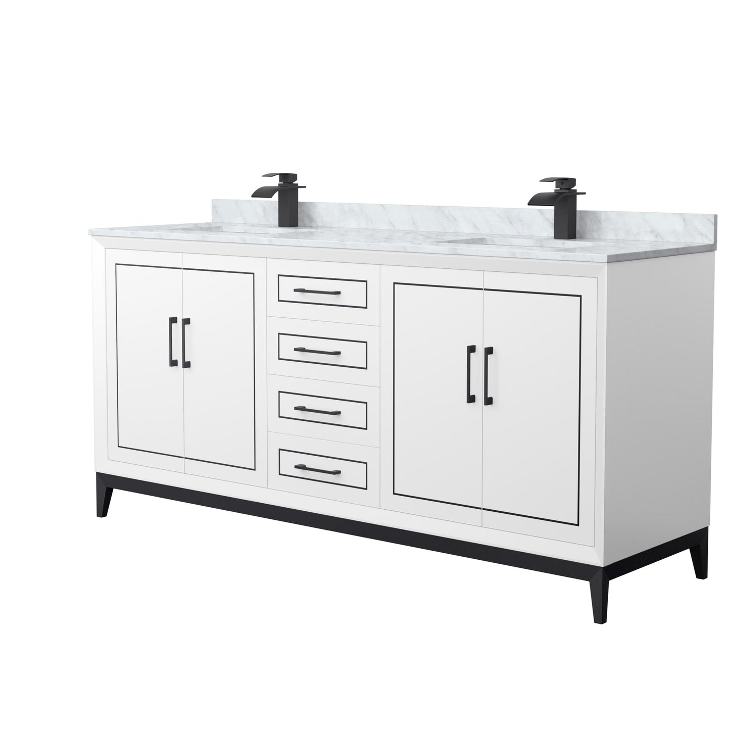 Marlena Bathroom Vanity with Countertop 72 inch Double Sink Single hole Faucet Setup