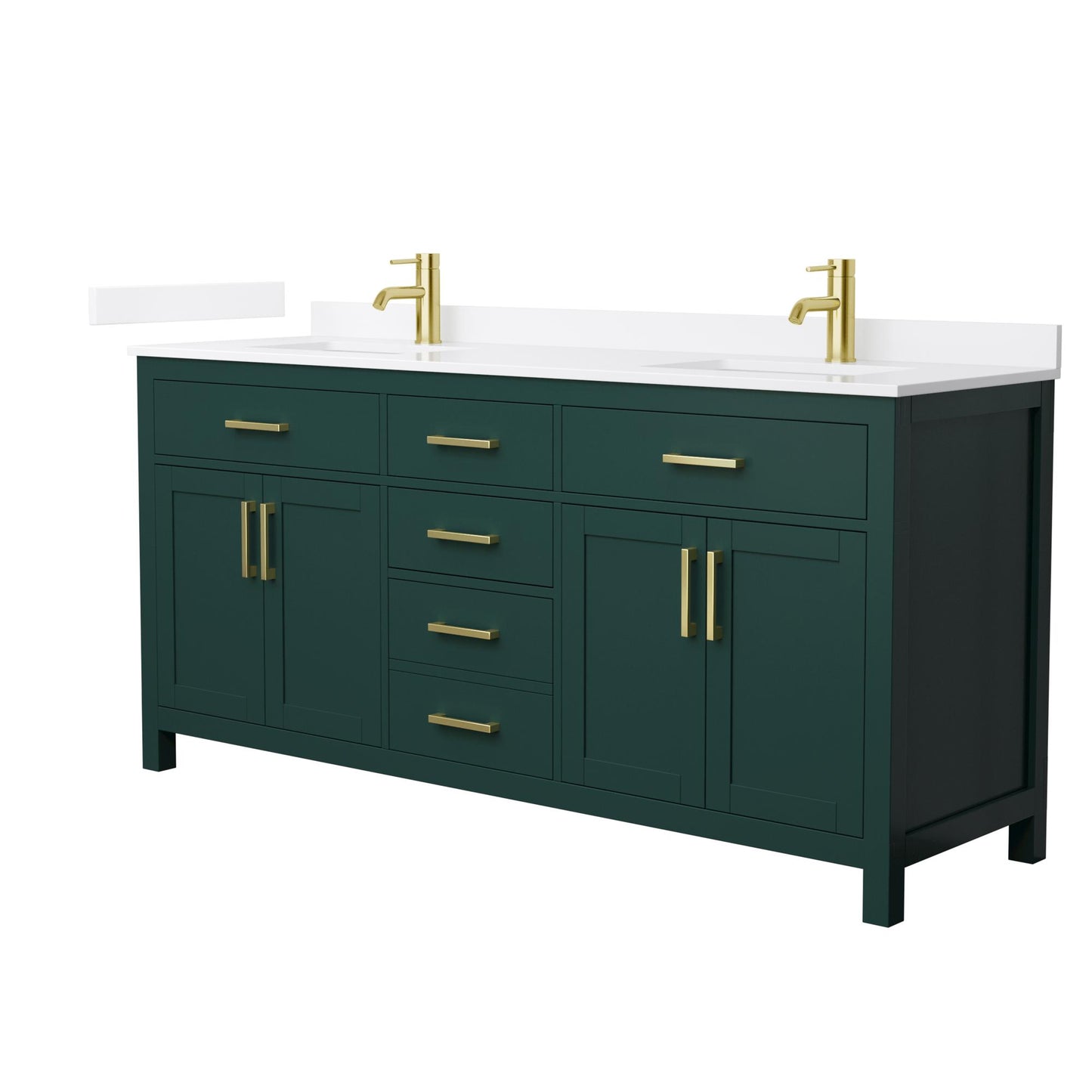 Beckett Bathroom Vanity with Countertop 72 inch Double Sink Single hole Faucet Setup