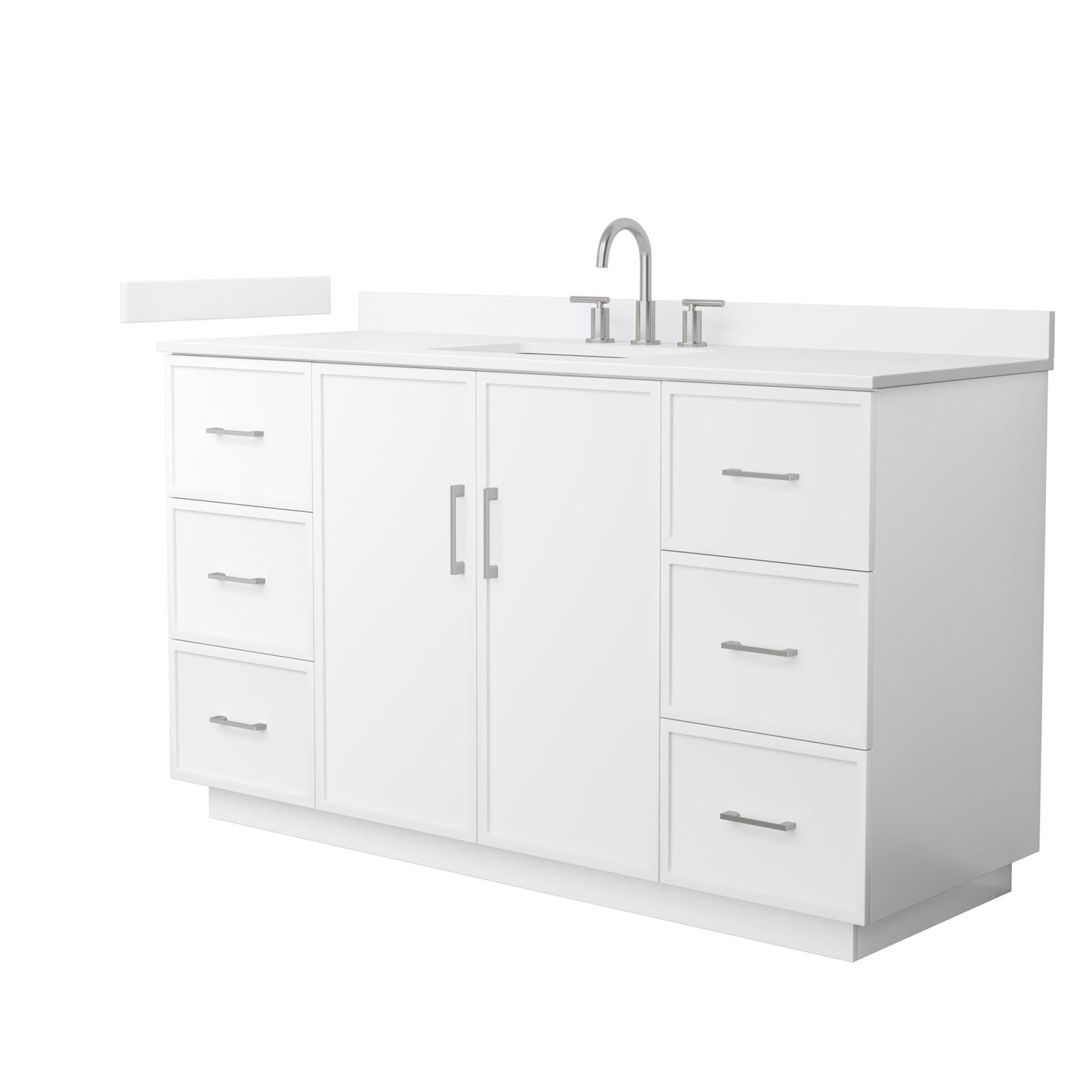 Elan TK Bathroom Vanity with Countertop 60 inch Single Sink 3-hole Faucet Setup
