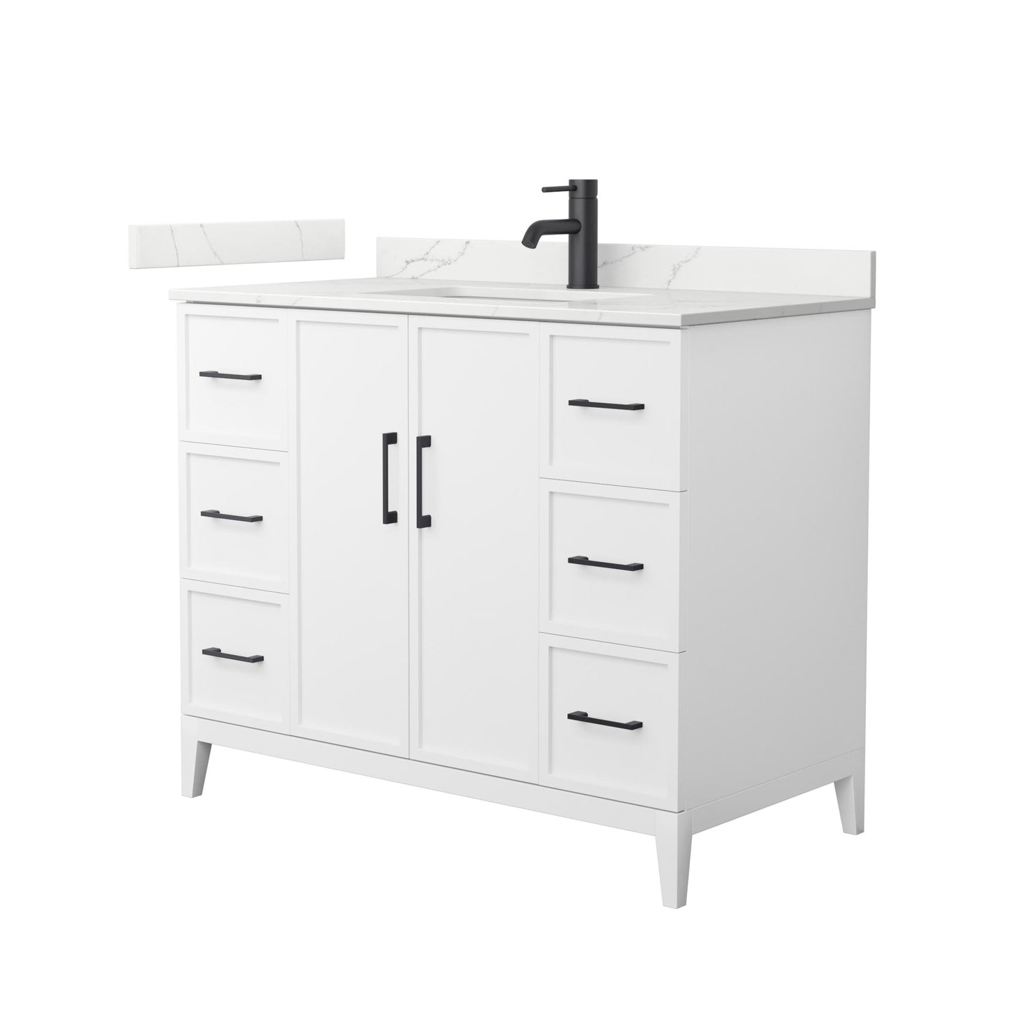 Elan Bathroom Vanity with Countertop 42 inch Single Sink Single hole Faucet Setup