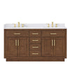 Custom image for Dark Oak with Brushed Gold Trim / White Cultured Marble / No Mirror