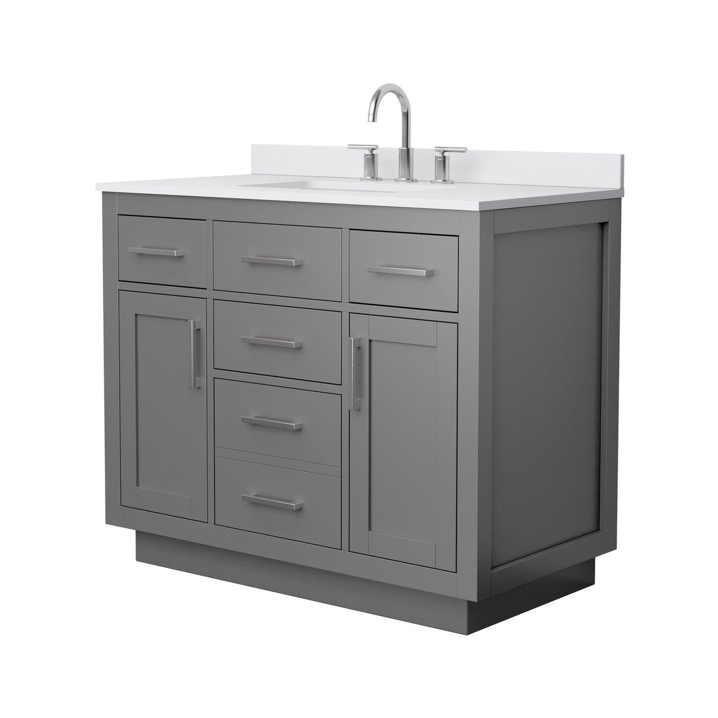 Beckett TK Bathroom Vanity with Countertop 42 inch Single Sink 3-hole Faucet Setup
