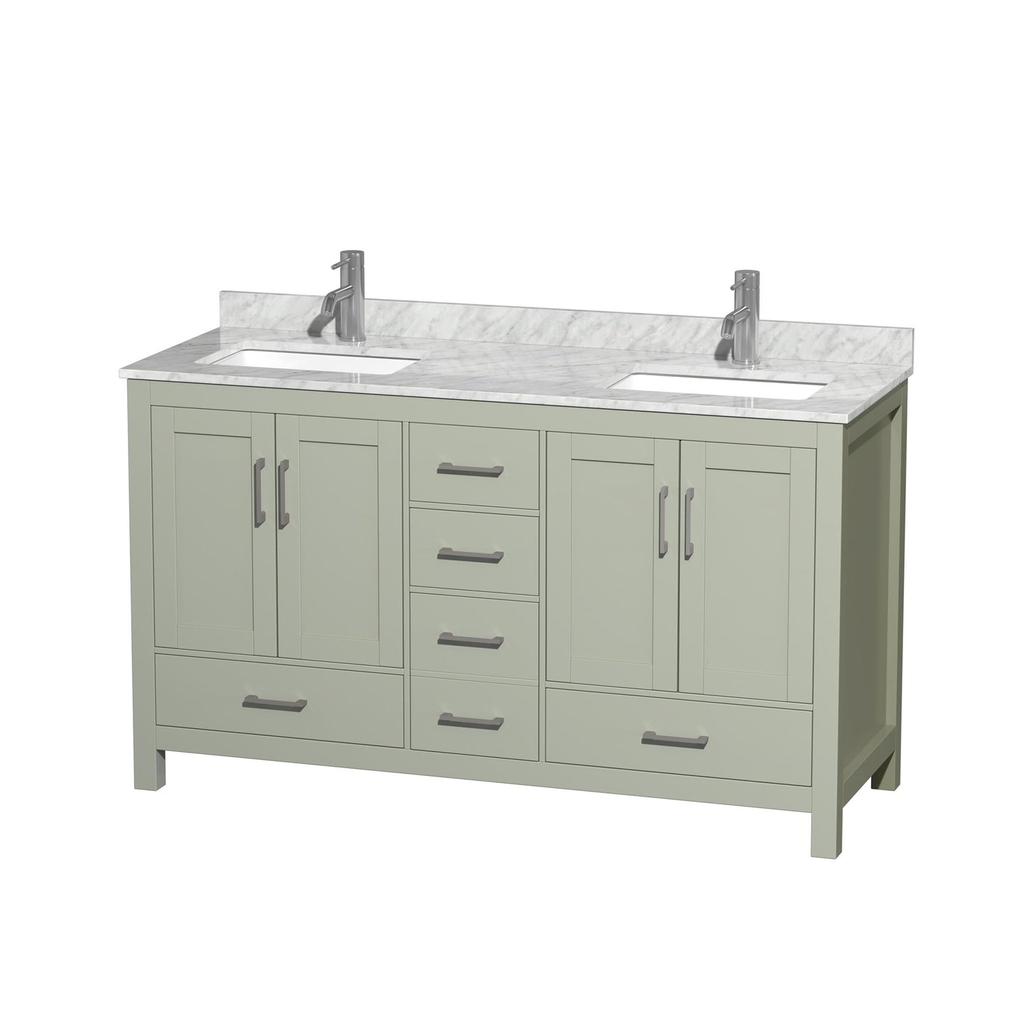 Sheffield Bathroom Vanity with Countertop 60 inch Double Sink Single hole Faucet Setup