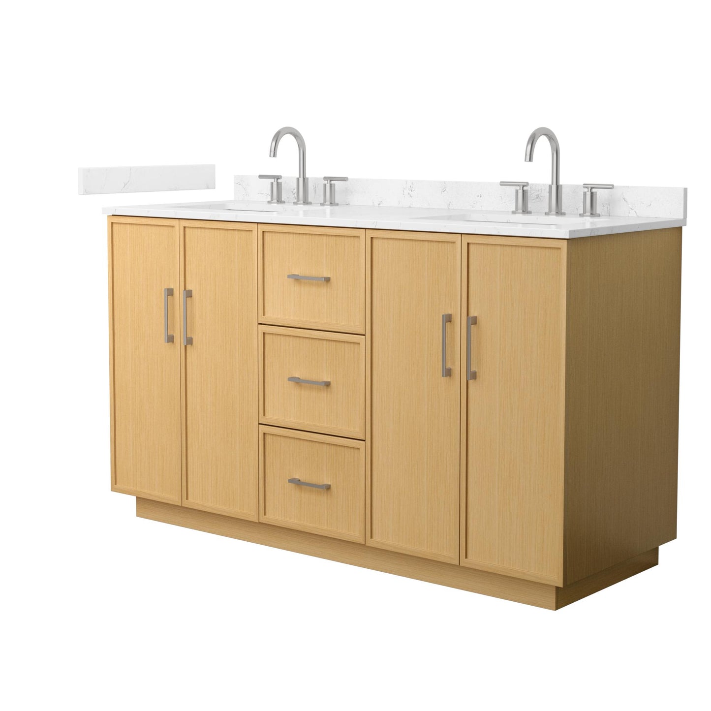 Elan TK Bathroom Vanity with Countertop 60 inch Double Sink 3-hole Faucet Setup