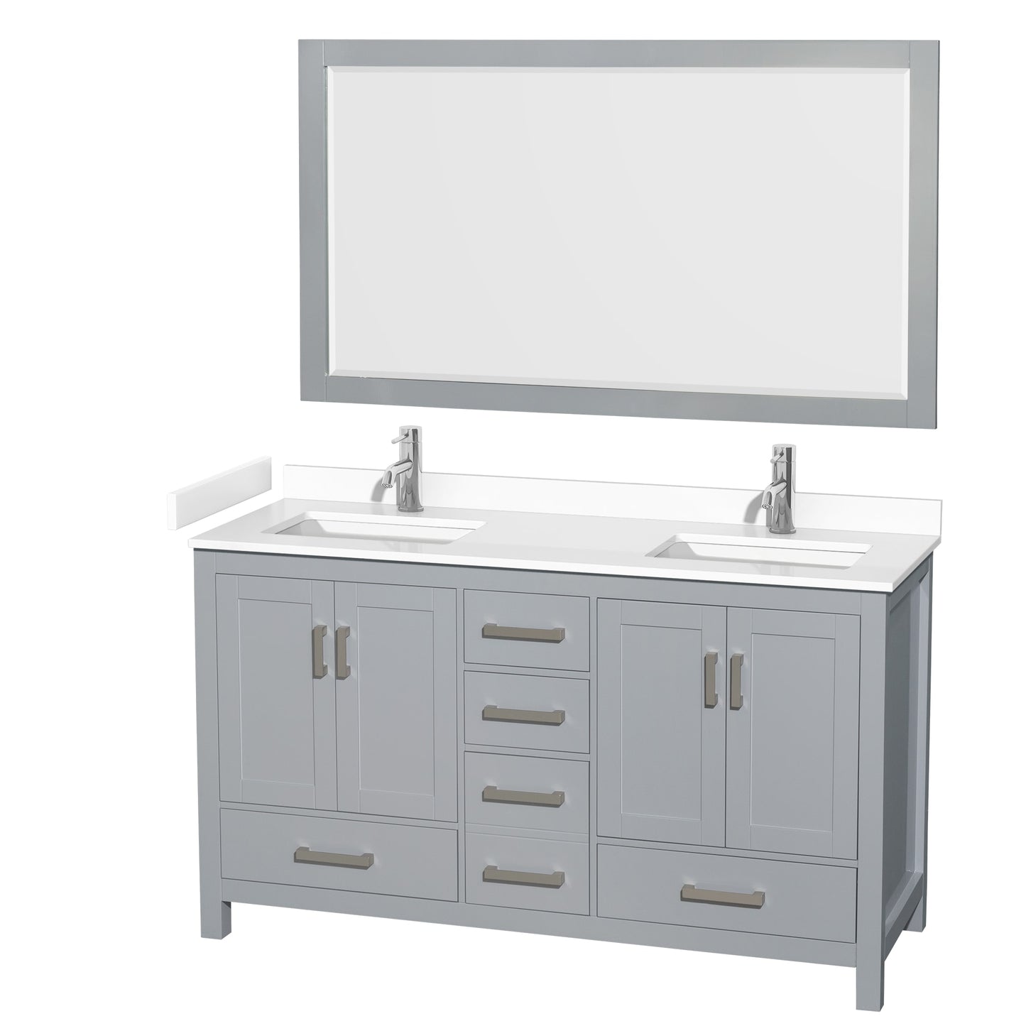 Sheffield Bathroom Vanity with Countertop 60 inch Double Sink Single hole Faucet Setup