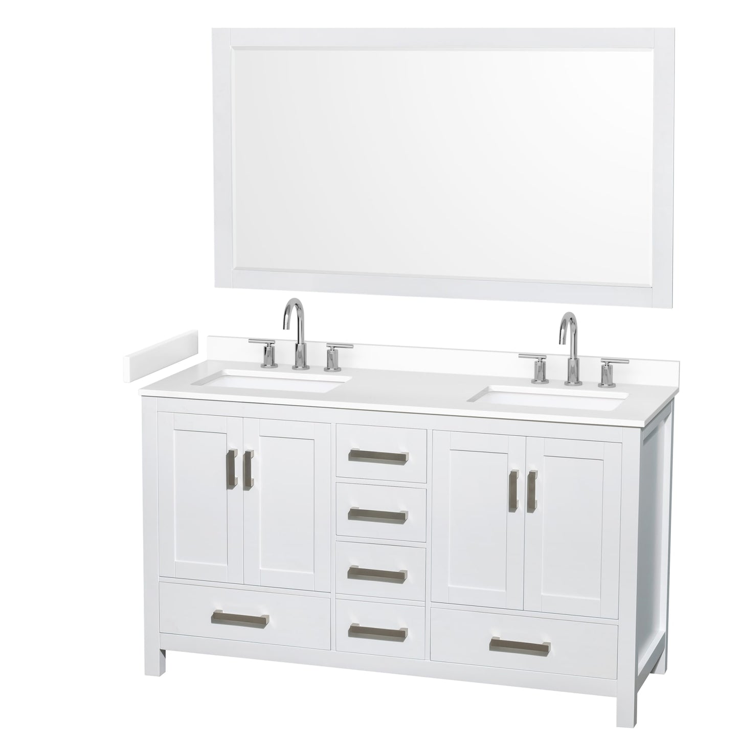 Sheffield Bathroom Vanity with Countertop 60 inch Double Sink 3-hole Faucet Setup