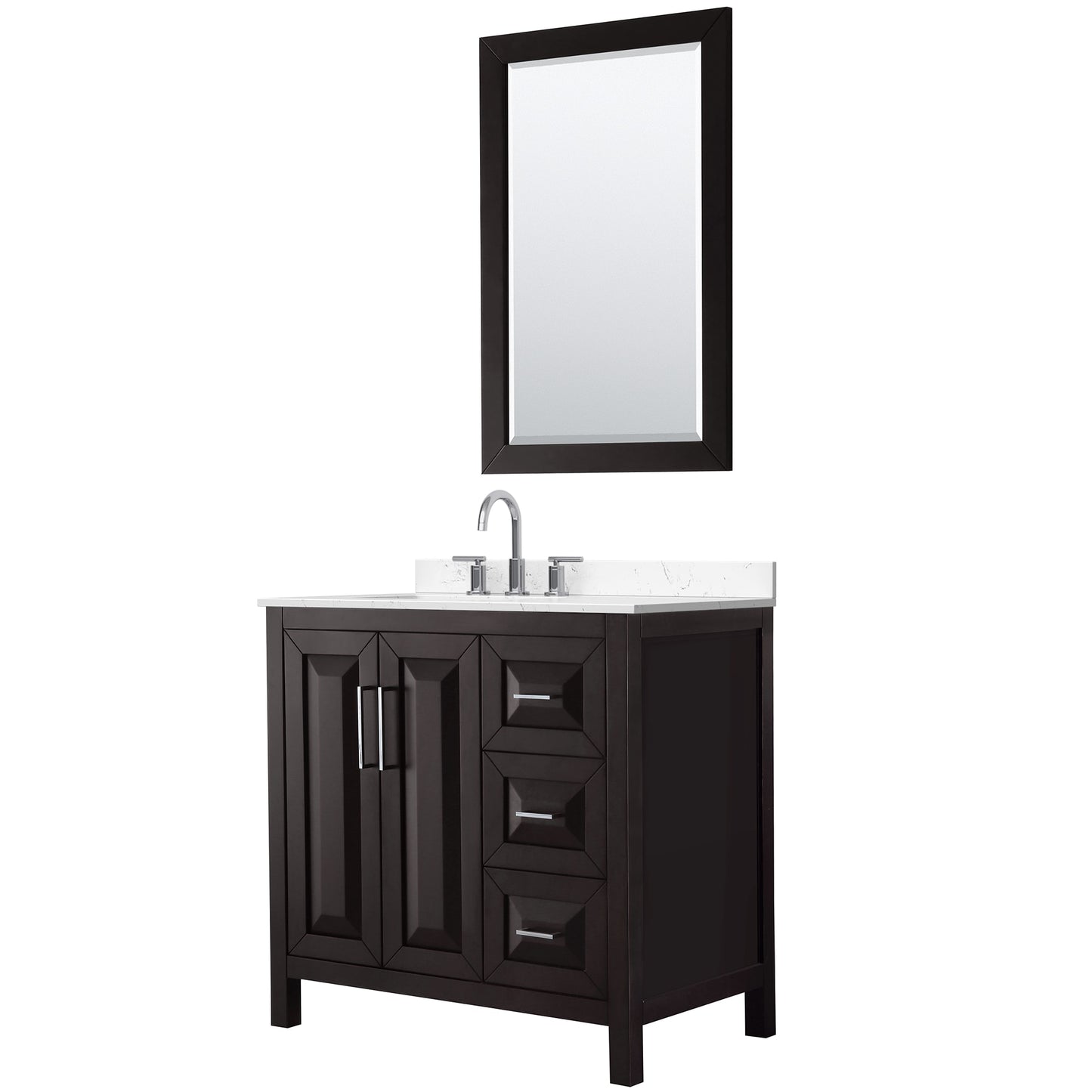 Daria Bathroom Vanity with Countertop 36 inch Single Sink 3-hole Faucet Setup