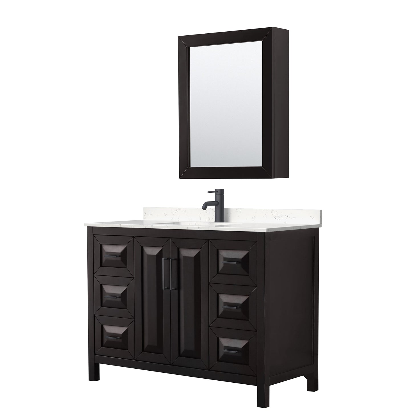 Daria Bathroom Vanity with Countertop 48 inch Single Sink Single hole Faucet Setup