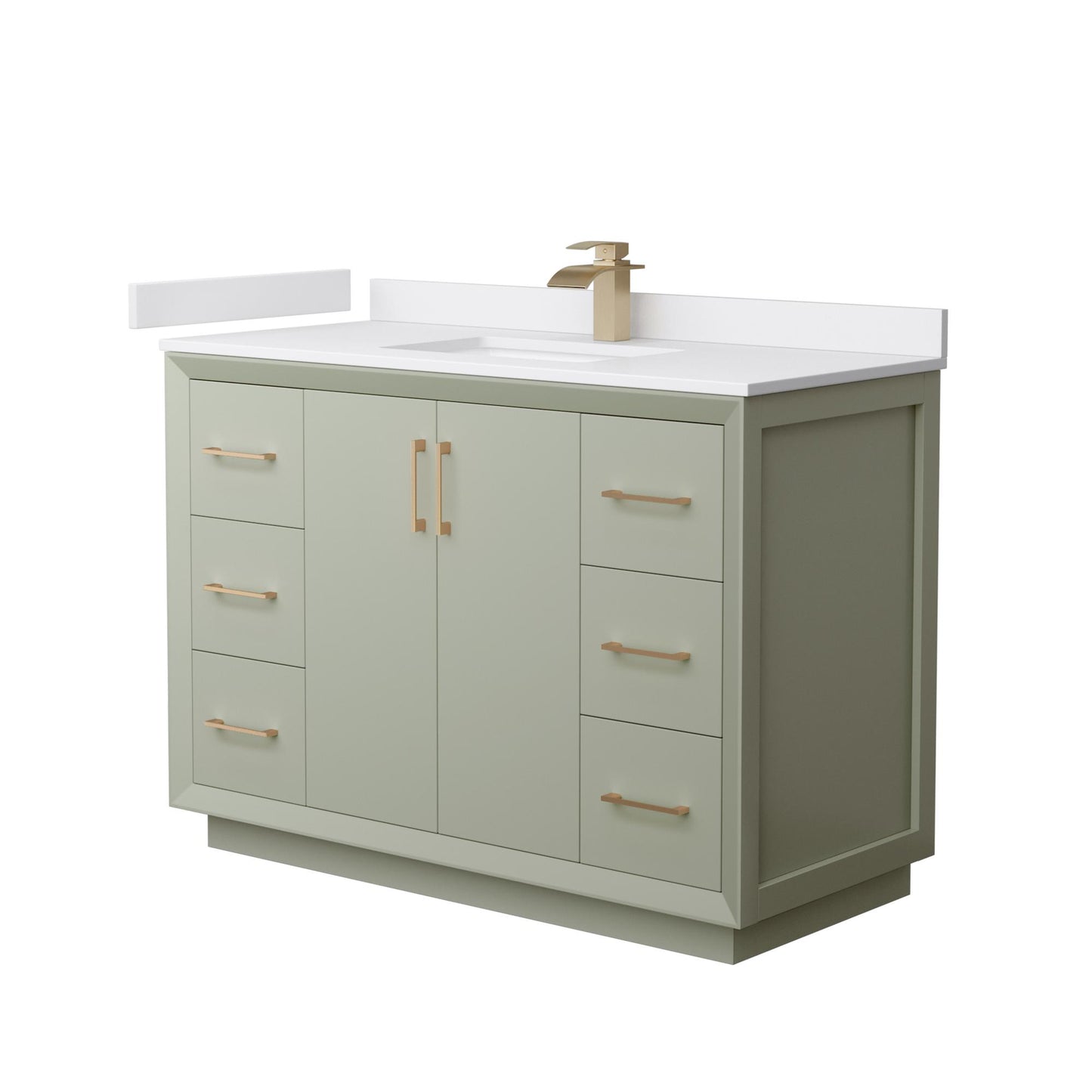 Strada Bathroom Vanity with Countertop 48 inch Single Sink Single hole Faucet Setup