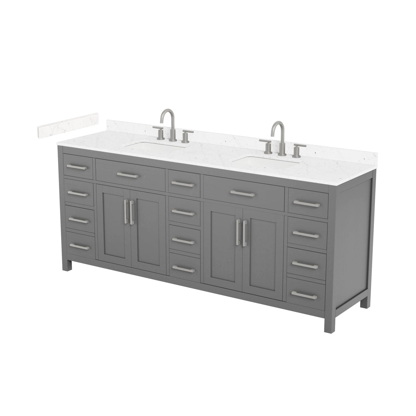 Beckett Bathroom Vanity with Countertop 84 inch Double Sink 3-hole Faucet Setup