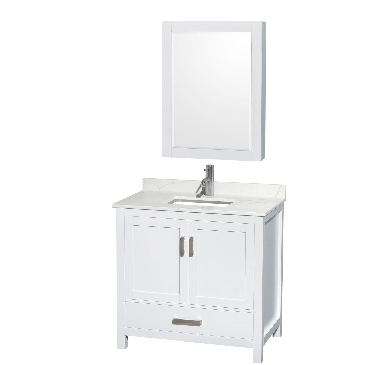 Sheffield Bathroom Vanity with Countertop 36 inch Single Sink Single hole Faucet Setup