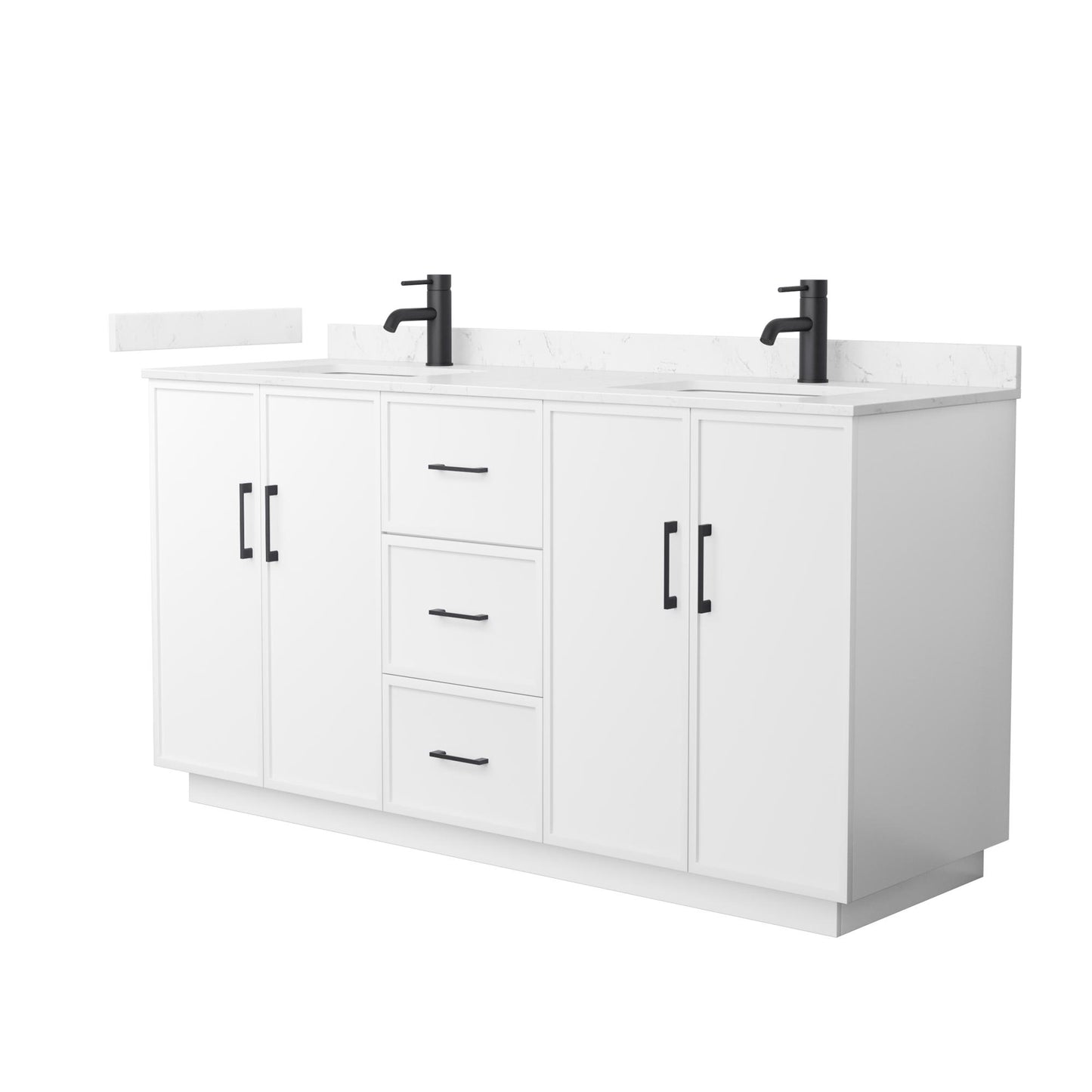 Elan TK Bathroom Vanity with Countertop 66 inch Double Sink Single hole Faucet Setup