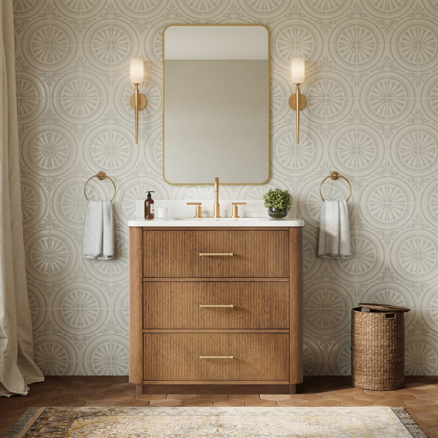 Francesca Bathroom Vanity with Countertop 36 inch Single Sink 3-hole Faucet Setup