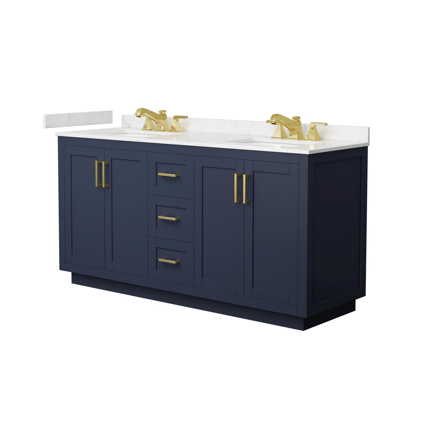 Miranda Bathroom Vanity with Countertop 66 inch Double Sink 3-hole Faucet Setup