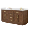 Custom image for Dark Oak with Brushed Gold Trim / Carrara Cultured Marble / No Mirror