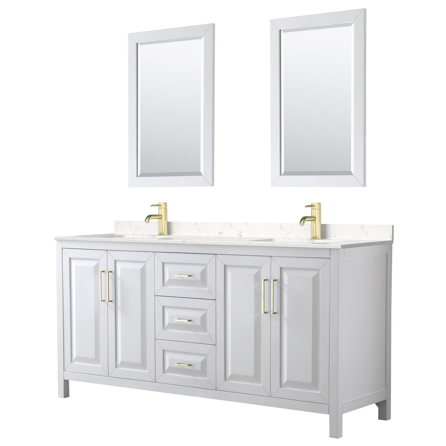 Daria Bathroom Vanity with Countertop 72 inch Double Sink Single hole Faucet Setup