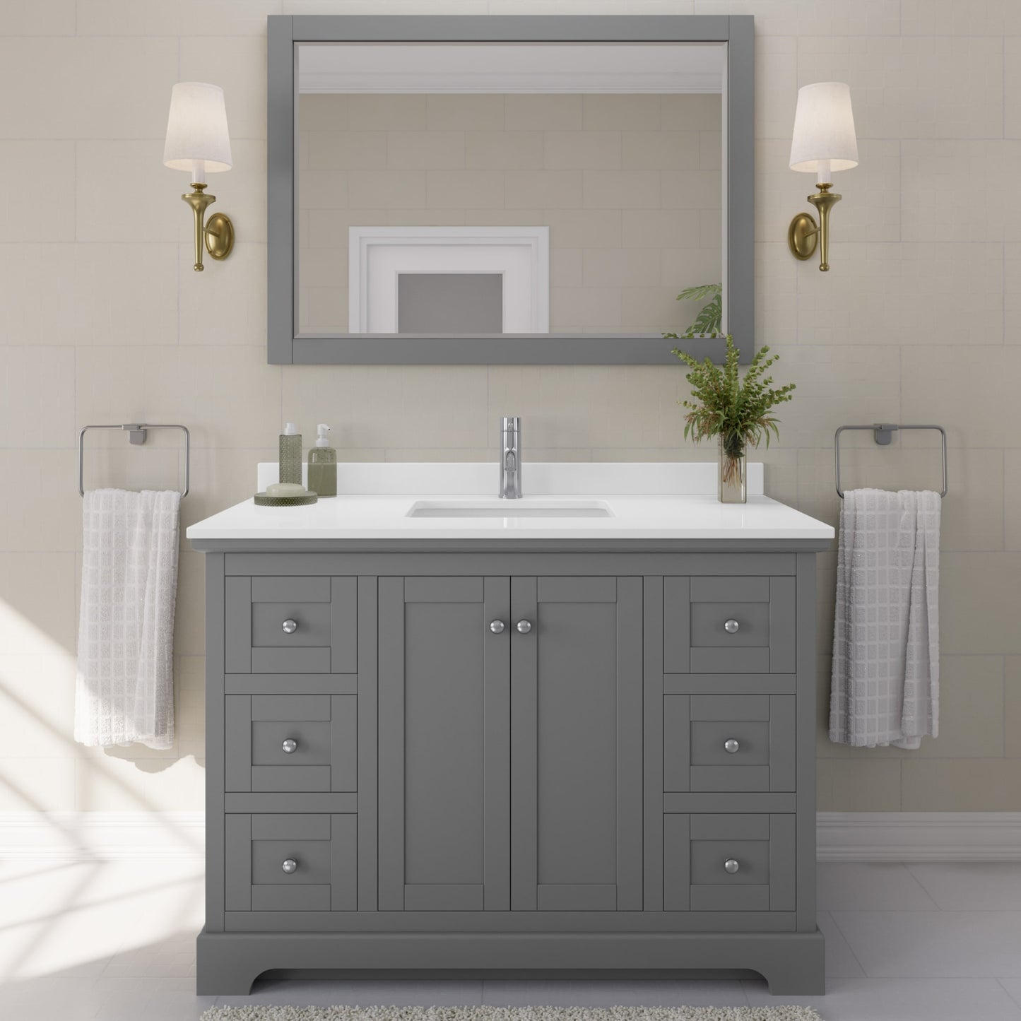 Avery Bathroom Vanity with Countertop 48 inch Single Sink Single hole Faucet Setup