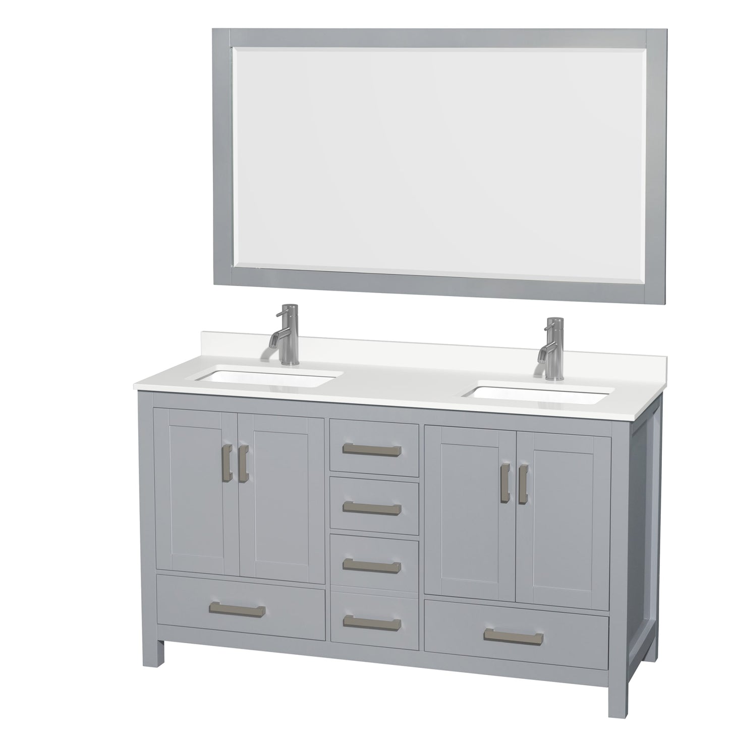 Sheffield Bathroom Vanity with Countertop 60 inch Double Sink Single hole Faucet Setup